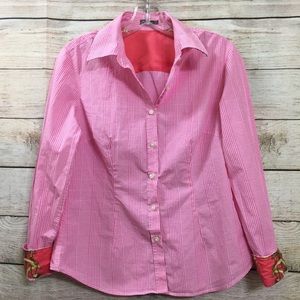 J.McLaughlin button down shirt sz 6 plaid pink